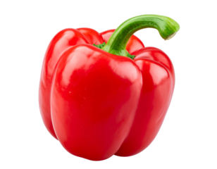 Single Red Padron Pepper with Stem, Side Angle, Detailed PNG