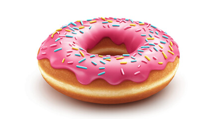 Colorful Sprinkled Donut, Food Photography, Studio Setting, Digital Illustration, Whimsical Design, Eye-Catching Treat
