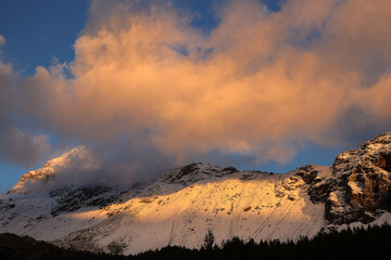 Sunset on Pizzo Scalino, Valmalenco, Italy landscape