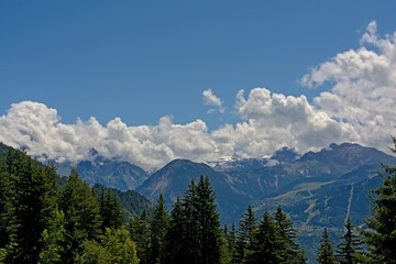 cloudy mountains in La Vanoise nature reserve, France. 