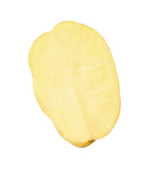 A tuber half of raw potato isolated on white background with clipping path