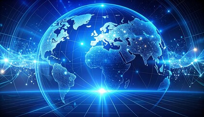 Fototapeta premium Global Network Connection: A Digital Representation of Worldwide Communication