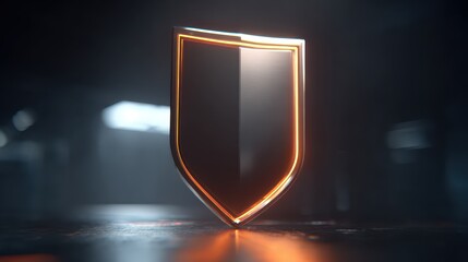 Shiny Golden Shield on a Dark Background Representing Protection