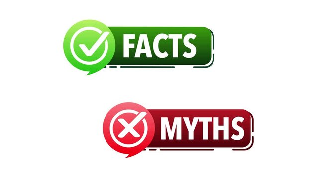 Facts versus myths concept banner animation
