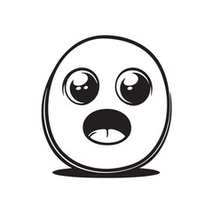 Vector illustration of a shocked face icon with a shocked and funny expression. The minimalist cartoon style design displays strong human emotions, suitable for emoji themes, facial expressions.