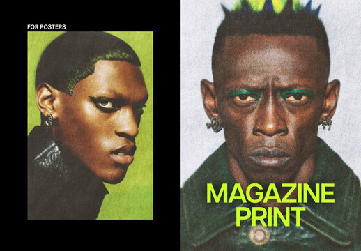 Magazine Print Poster Photo Effect Mockup