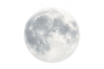 Full moon glowing in dark space on transparent background