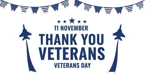 Thank you veterans day november patriotic background banner