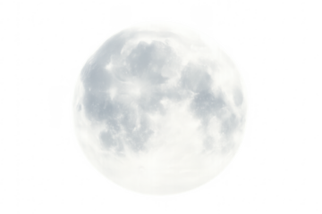 Full moon glowing on transparent background