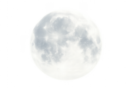 Full moon glowing on transparent background
