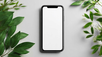 Minimalist isolated smartphone with blank white screen, modern technology mockup, clean design.