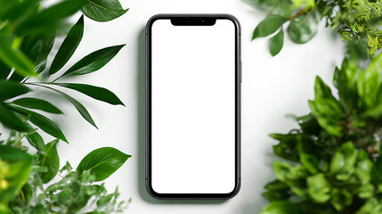 Minimalist isolated smartphone with blank white screen, modern technology mockup, clean design.