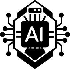 Artificial intelligence icon, sign, logo in the circuit line style. Machine learning design