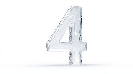 A number four in a transparent design stands out against a plain white background, showcasing a sleek and modern appearance