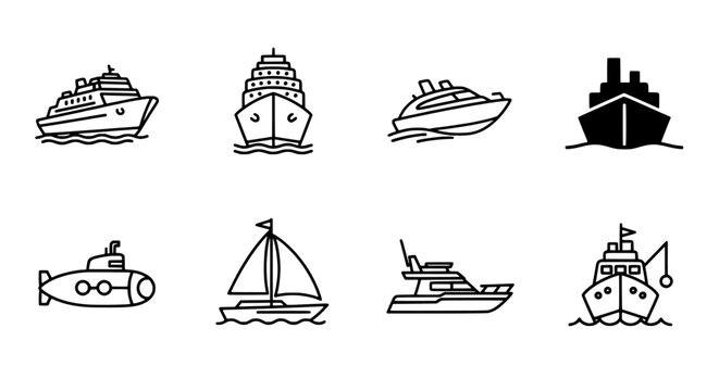 Collection of Vector Ship and Boat Icons