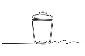 Continuous one line drawing of trash bin. Single line drawing illustration of trash bin. one line Icon drawing with white background