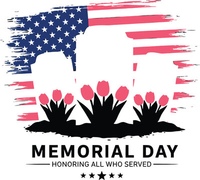 Memorial day honoring all who served with american flag stars
