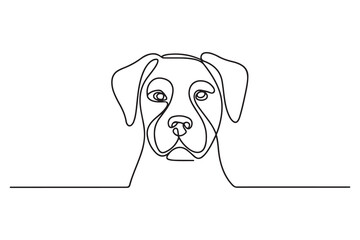 Continuous single line drawing illustration of a dog face. one line Icon drawing with white background