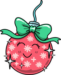 Christmas Ball Ornament with a Face Illustration