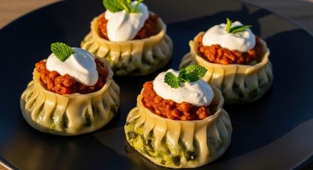 Ashak at Golden Hour: Leek Dumplings Bathed in Light and Space