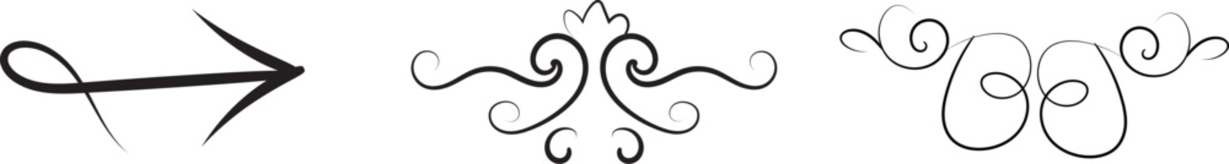 Elegant Flourish Vector Dividers Clipart  Decorative Calligraphy Ornaments PNG Design