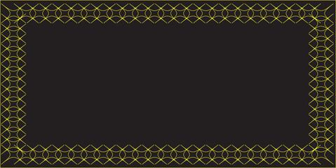 Elegant Golden Geometric Border Frame on Black Background – Seamless Luxury Pattern for Invitations, Certificates, and Designs