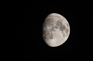 lose-up moon photography with sharp details isolated black background