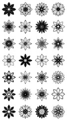 Black and white flower patterns arranged vertically