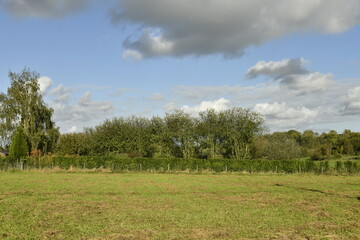 Paysage rural sous le soleil et nuages &agrave; &Eacute;caussinnes d'Enghien (Soignies)