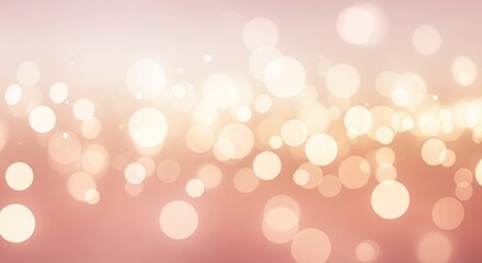 A pink and peach-colored background with scattered white and light pink bokeh lights.