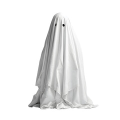 Ghostly Figure in White Sheet with Visible Eye for Halloween