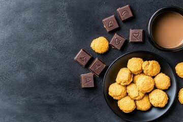 Delicious Homemade Cookies and Chocolate Treats on Dark Background