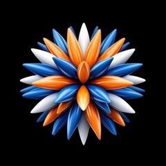 Colorful Abstract Floral Design with Blue, Orange, and White Petals