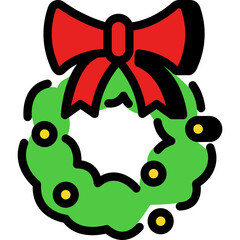 Christmas Wreath with Red Bow Illustration