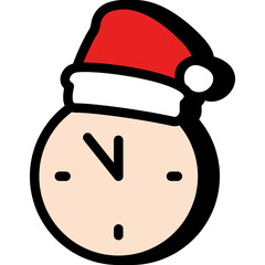 Clock with Santa Hat Icon
