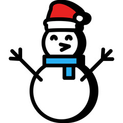Christmas snowman with santa hat
