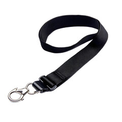 Professional Black Lanyard with Metal Clip on White Background for ID Badges and Keys