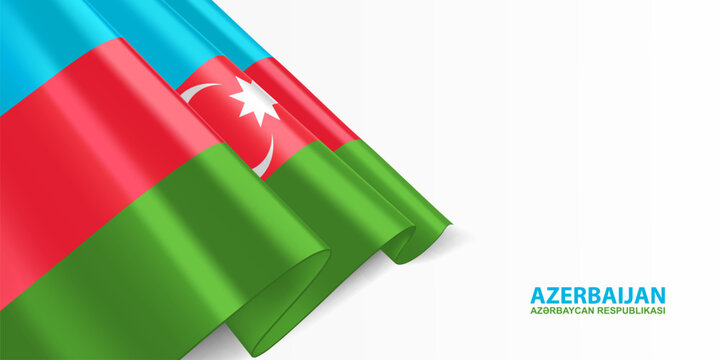 Azerbaijan flag. Azerbaijan national flag, waving on white background. National flag background design.