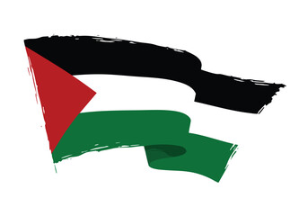 Vibrant Palestinian flag waves dynamically with bold brushstrokes conveying national pride and cultural heritage