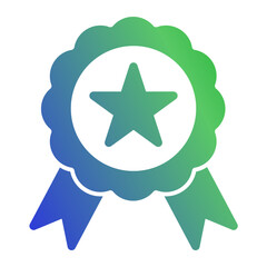 Badge icon symbolizing emblem, insignia, shield, medal, and symbol from the Corporate Icon Collection (Glyph Gradient Style)
