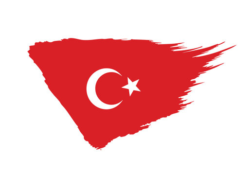 Dynamic Turkish flag with artistic brush strokes evokes national pride and cultural heritage, perfect for patriotic themes.
