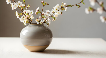 Minimalist Vase Arrangements: Earthy Ceramics on Wooden Table