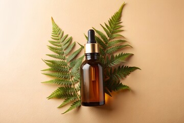 Minimal Skincare Branding Scene with Amber Bottle