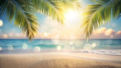 Minimal Tropical Beach with Soft Pastel Sky