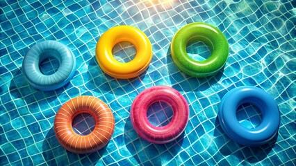 Modern Summer Background with Inflatable Rings