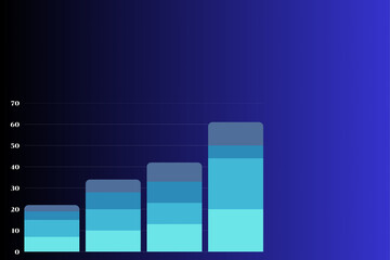 Abstract futuristic design with glowing 3D bar graph on dark-to-blue gradient. Perfect for finance, corporate analytics, presentations, and professional data visualization.