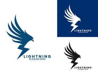 lightning eagle creative logo design vector template. Eagle with Thunderbolt combinations logo design vector