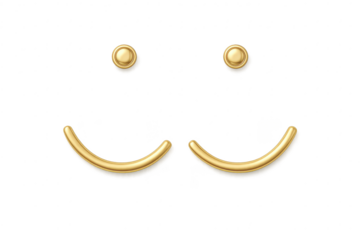 Golden mustache and eyes graphic isolated on transparent background, 3D render