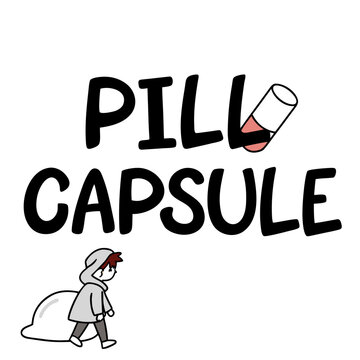 Pill capsule with a person walking