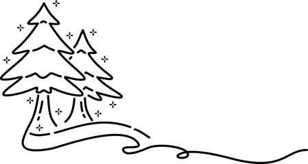 Hand Drawn Christmas Tree Outline Illustration
